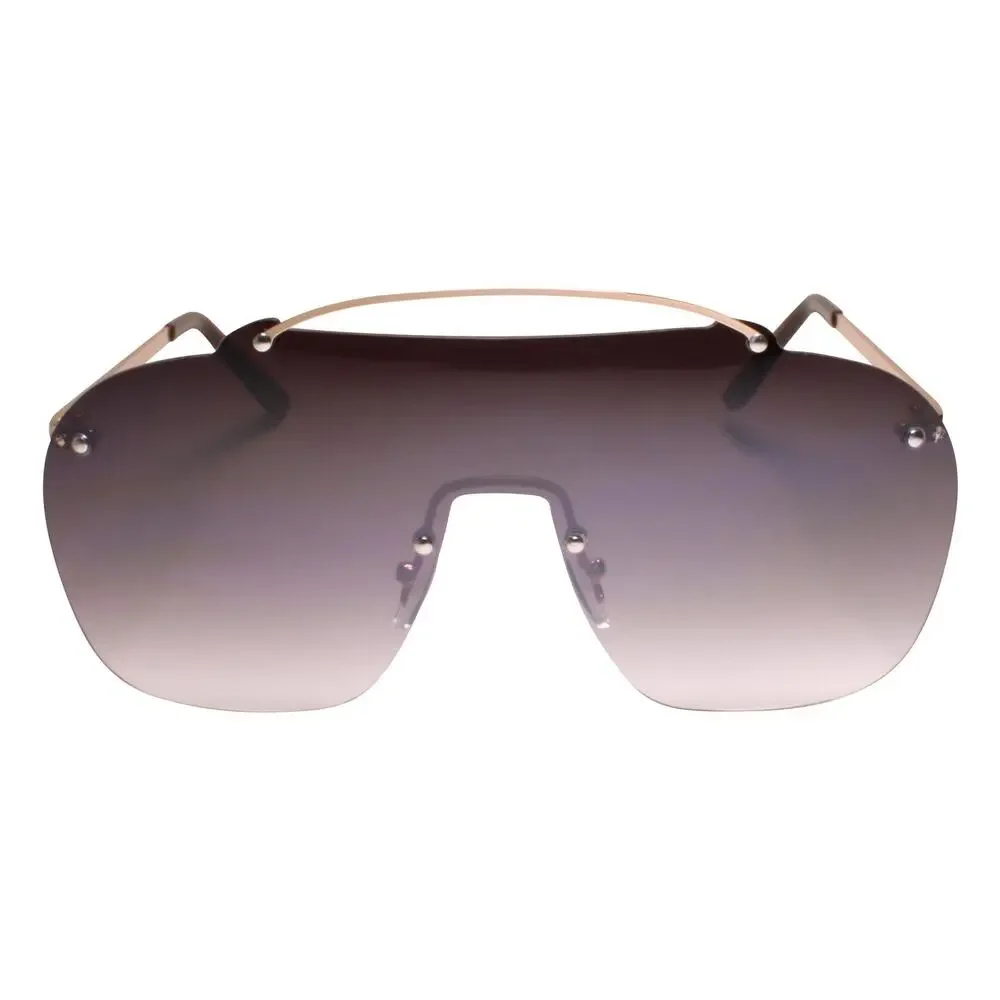 Oversized Rimless Gray Aviator Sunglasses